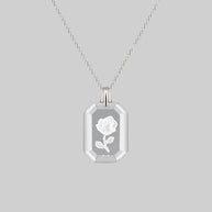 glass rose engraved pendant necklace