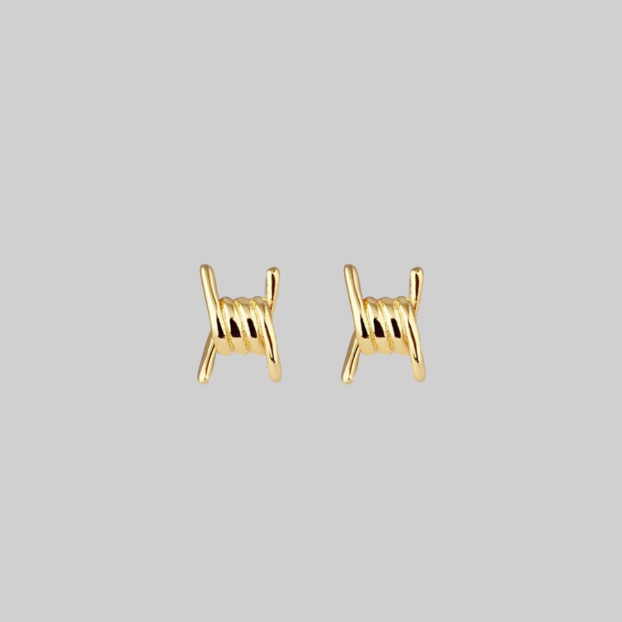 gold barbed wire stud earrings
