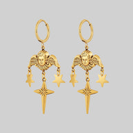 gold cherub dangly earrings