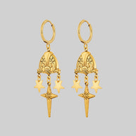 gold dangly celestial earrings