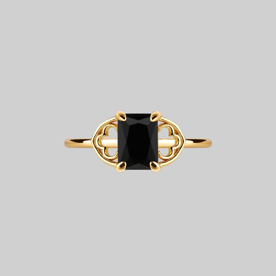 gothic black gemstone ring