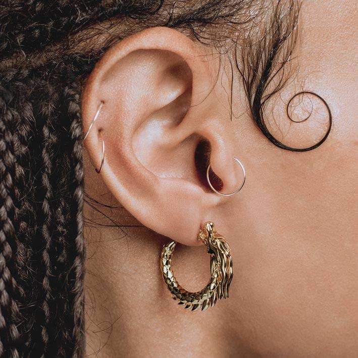 DRAKE. Dragon Hoop Earrings - Gold DRAKE. Dragon Hoop Earrings - Gold