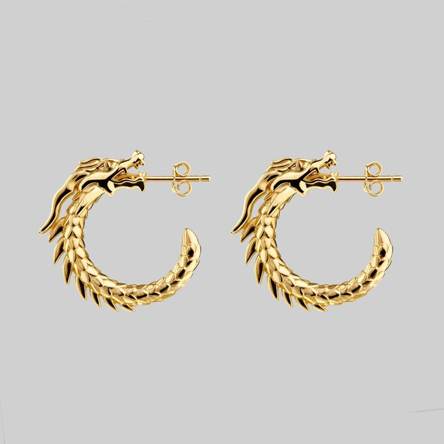 gold dragon hoop earrings