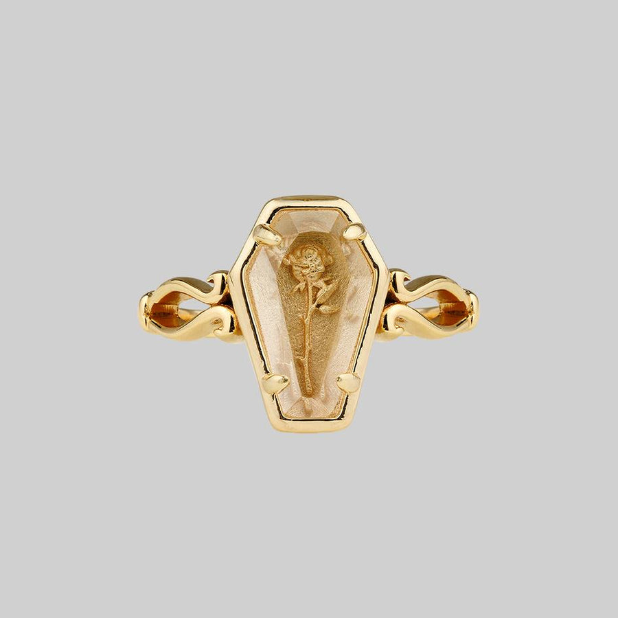 gold glass coffin ring