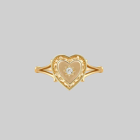 MY DARLING. Heart & Cubic Zirconia Ring - Gold