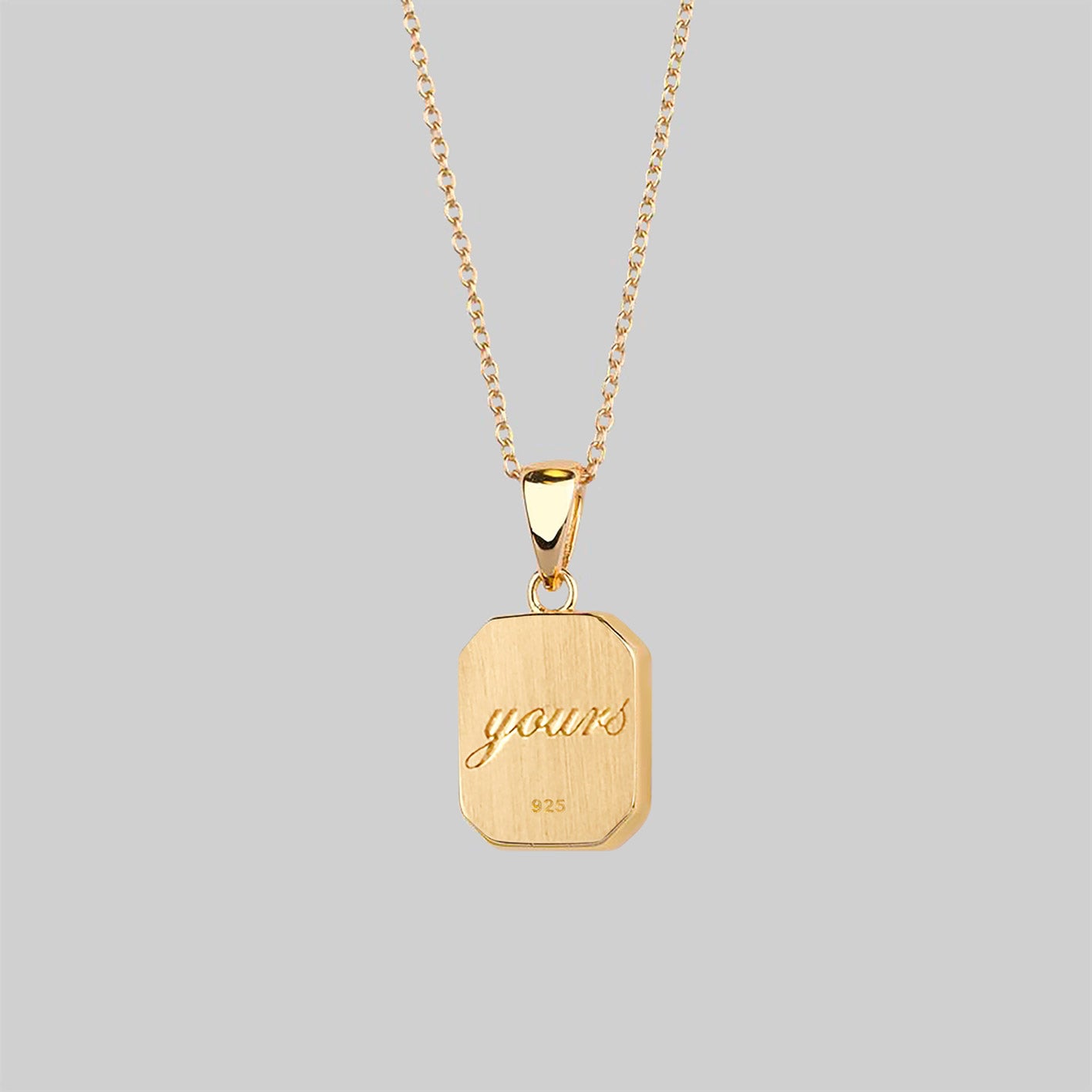 Gold plated 3D anatomical heart under glass necklace with 'yours' engraving on the back