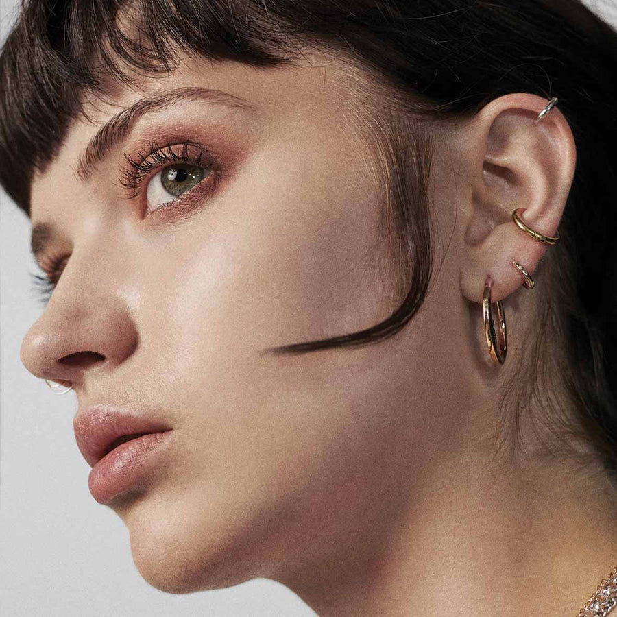 GOOD NIGHT. Man in the Moon Crescent Earrings - Gold gold moon hoops