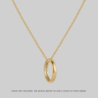 long gold necklace chain, engraved ring necklace 