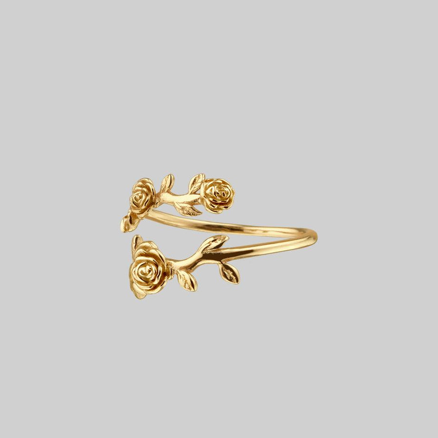 DAMASK. Rose Foliage Wrap Ring - Gold wraparound floral ring