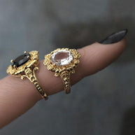 gold rose gemstone ring