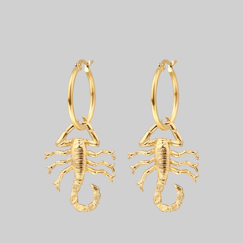 gold scorpion hoop earrings