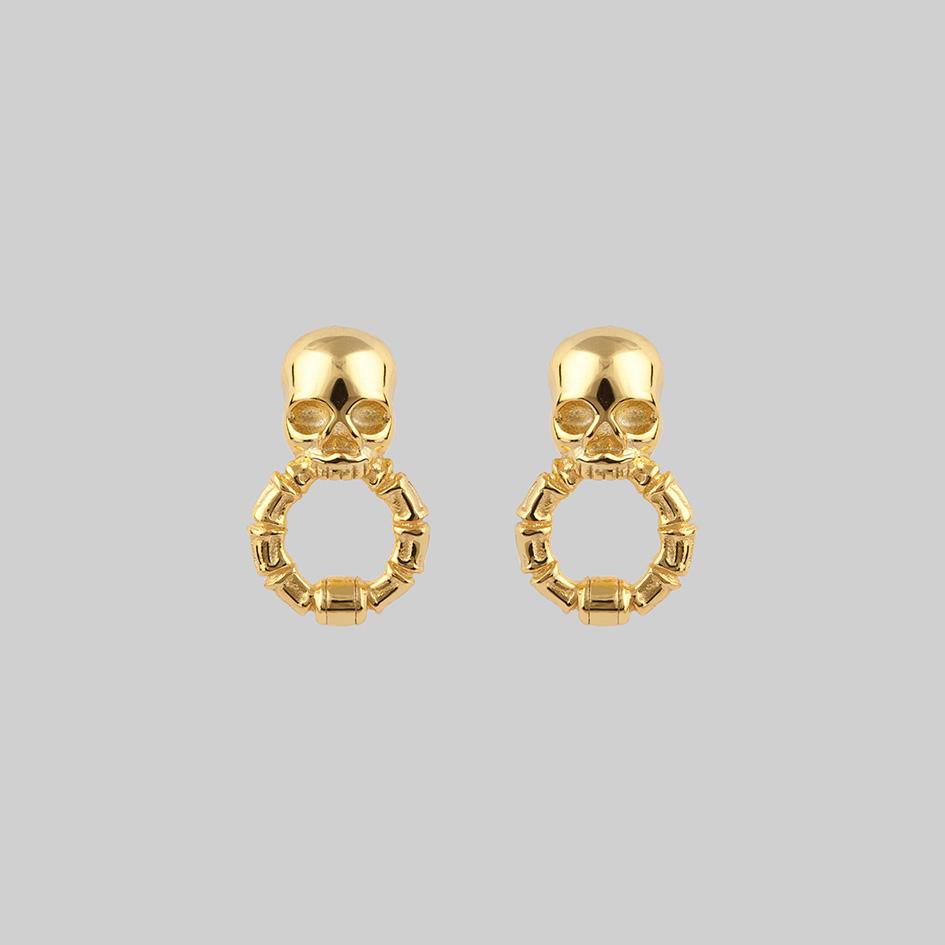 gold skull stud earring