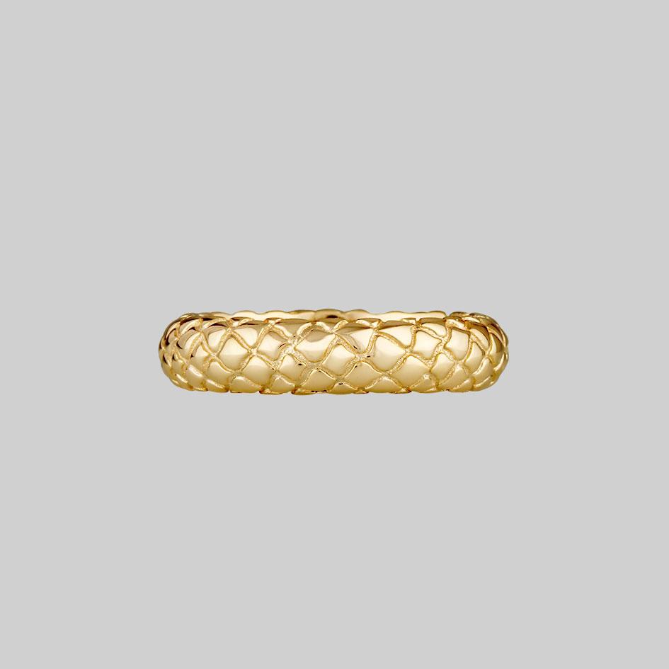 snake skin textured band ring gold