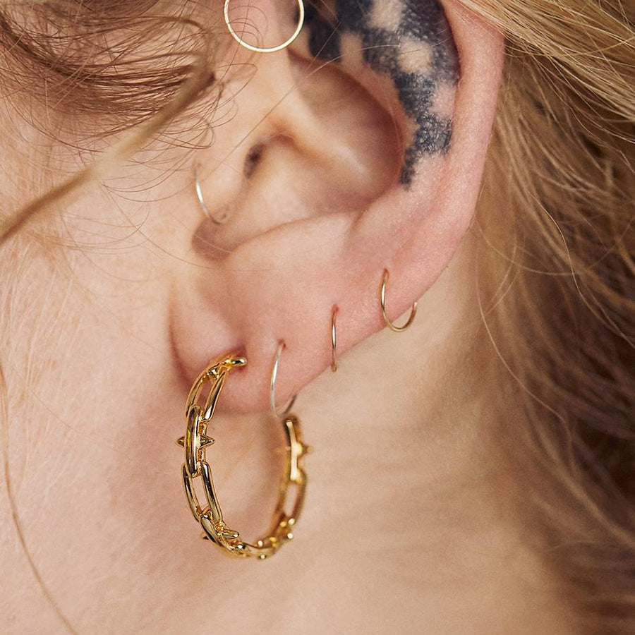 LUCIA. Spiked Chain Hoop Earrings - Gold gold spike hoop earrings