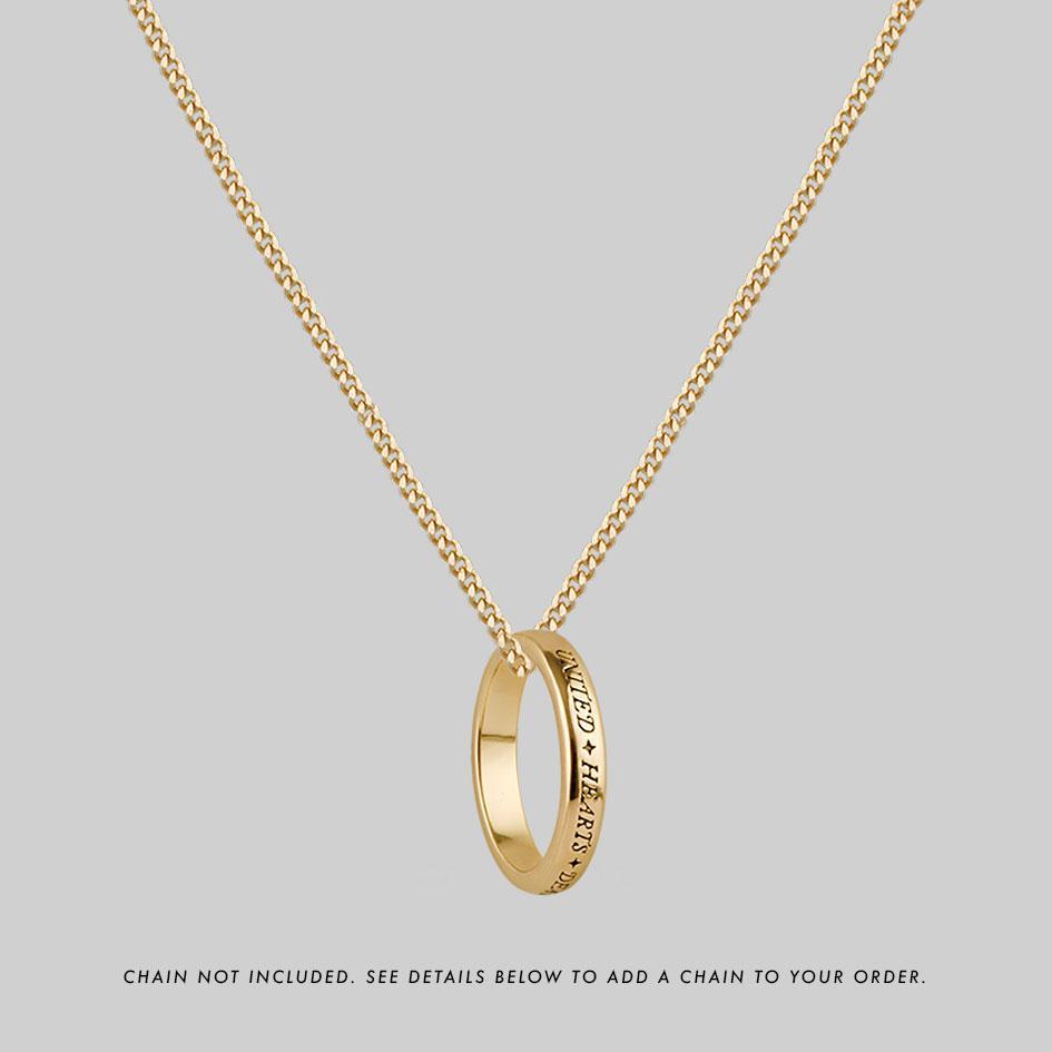 words ring necklace, long unisex necklace chain