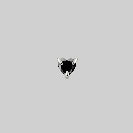 HEART & SOUL. Black Spinel Heart Stud Earring - Silver
