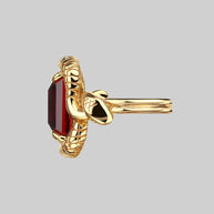 MALICE. Garnet CZ Coiled Snake Cocktail Ring - Gold