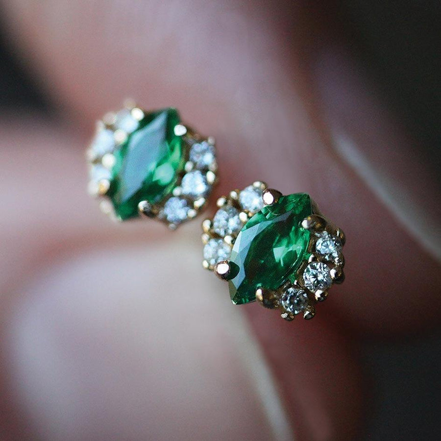 TALIA. Green Quartz Cluster Stud Silver Earrings TALIA. Green Quartz Cluster Stud Silver Earrings
