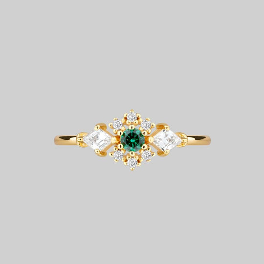 SUPERNOVA. Green Quartz Cluster Gold Ring