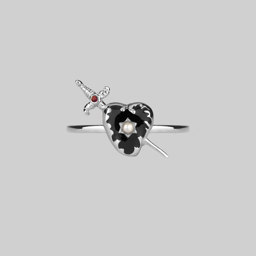 MAJESTY. Black Spinel Dagger Single Earring - Silver