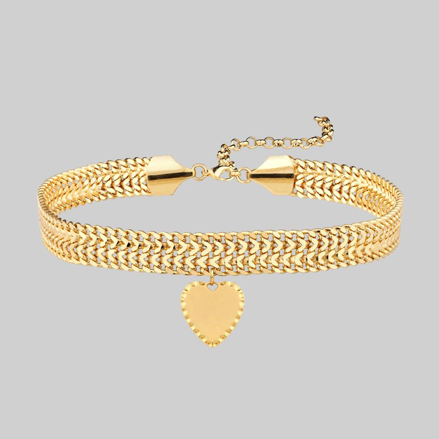 gold heart choker necklace