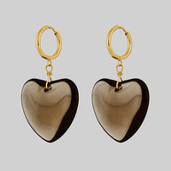 huge dark heart glass earrings