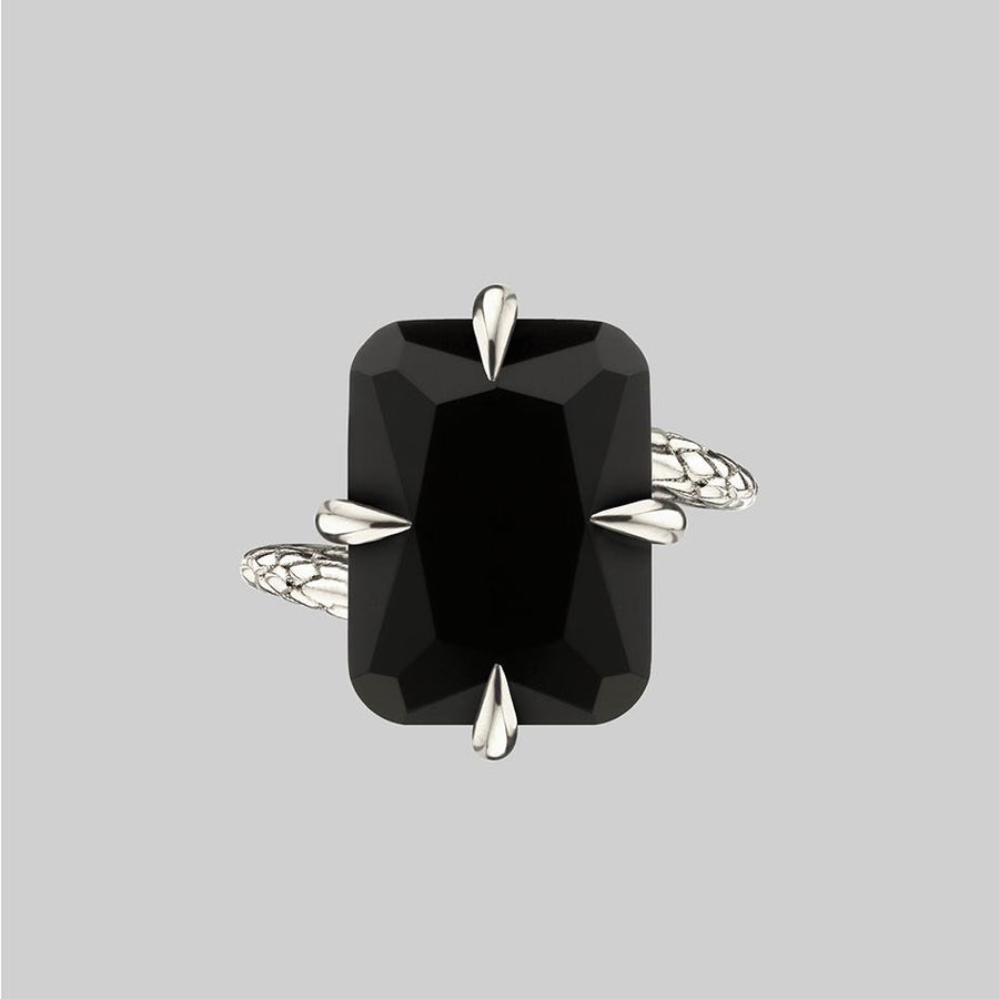 black onyx sterling silver snake ring