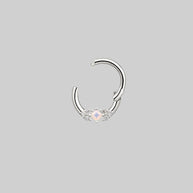 opal diamond septum ring silver
