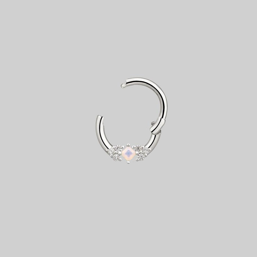 THIEF OF JOY. Opal Silver Clicker Ring - Septum opal diamond septum ring silver