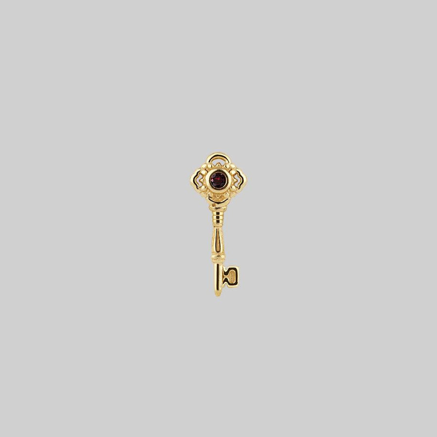 TWILIGHT. Skeleton Key Stud Earring - Gold vintage key stud earring