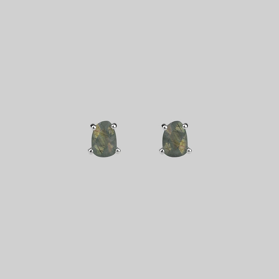 RUNE. Labradorite Slice Silver Earrings