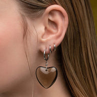 large glass heart earring