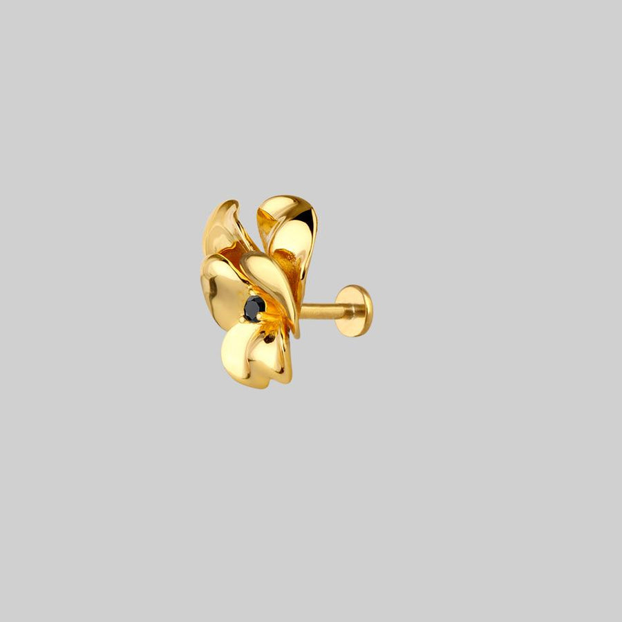 gold flower stud earring
