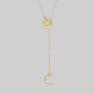 gold sun and moon y-shape necklace
