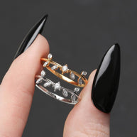 delicate gemstone leaves ring