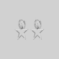 little silver star hoop earrings