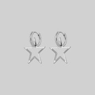 little silver star hoop earrings