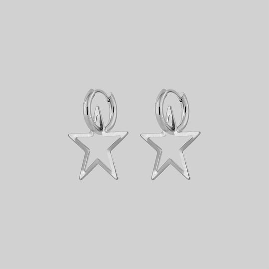 MAISIE. Star Hoop Earrings - Silver