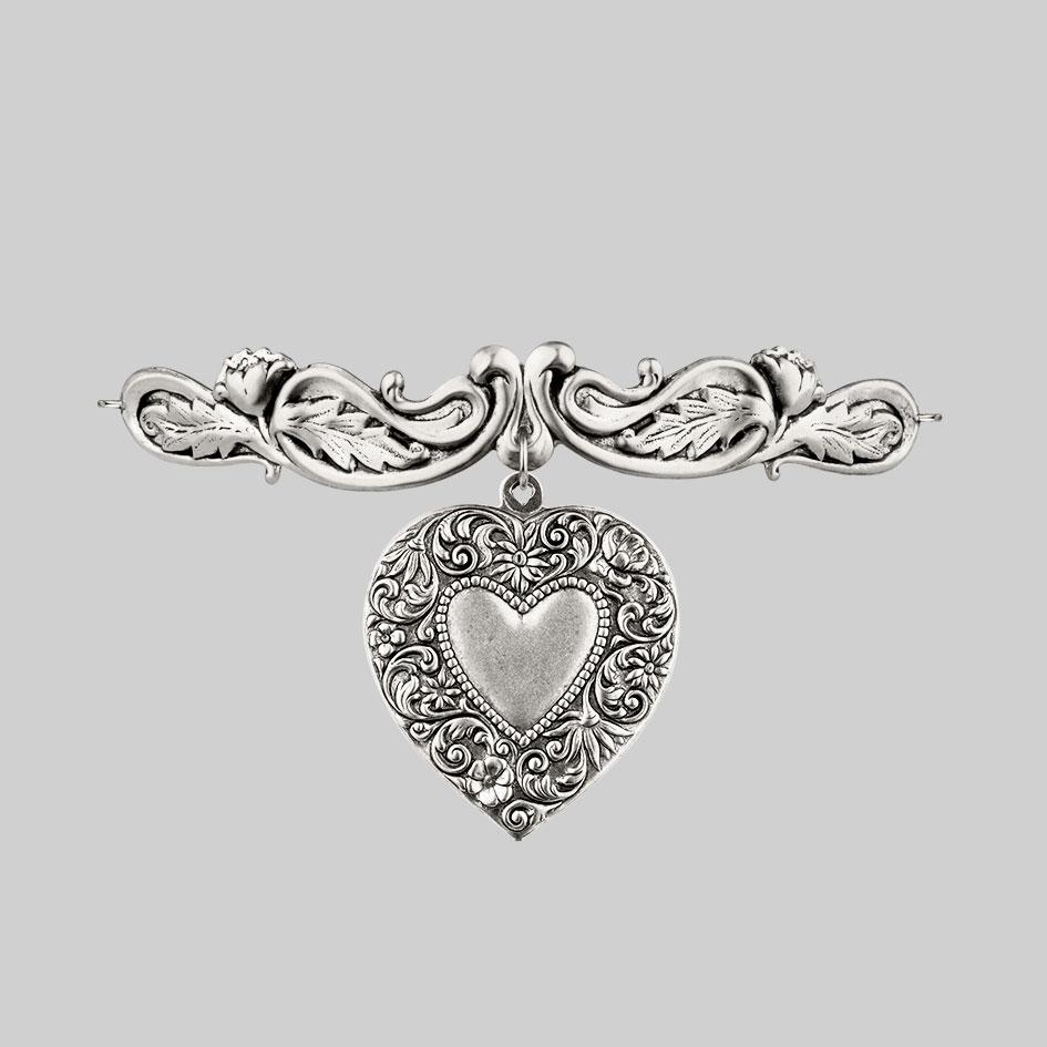 silver gothic chunky heart choker