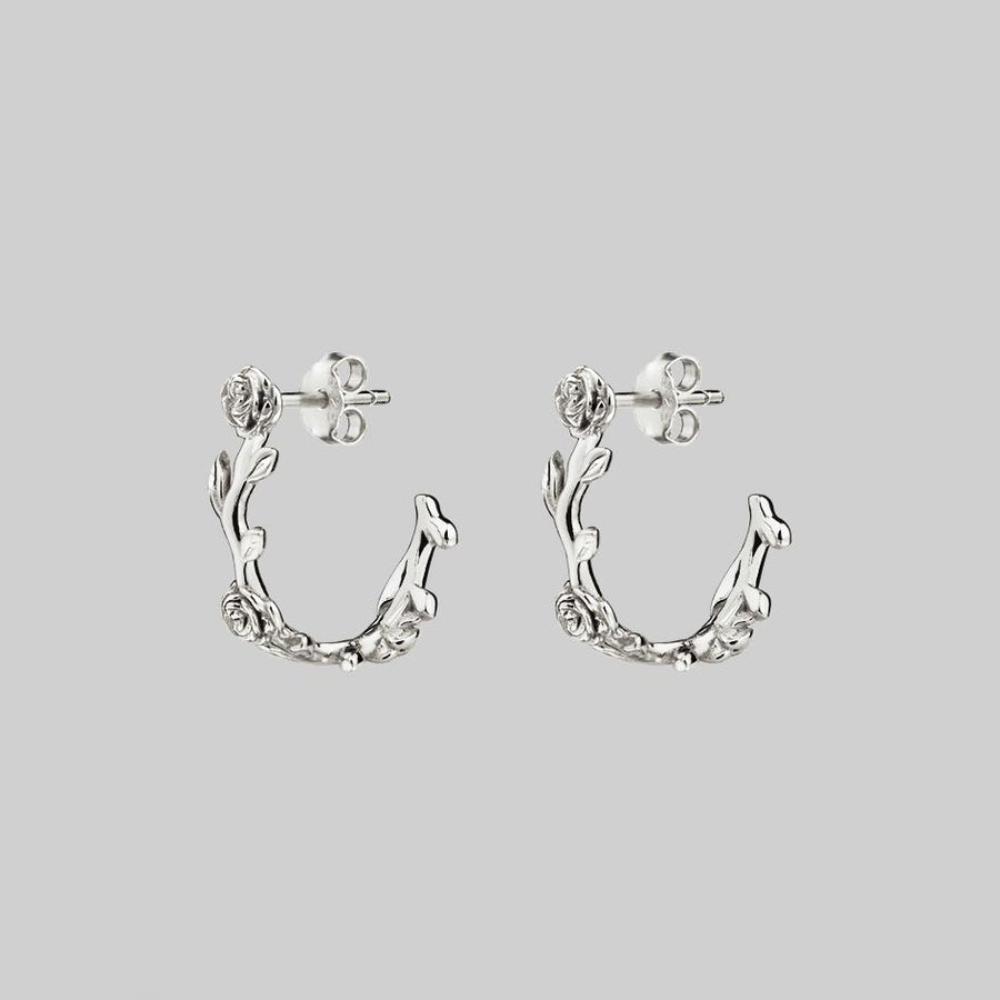 gold rose hoop stud earrings