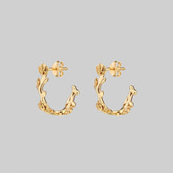 gold rose hoop stud earrings