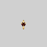garnet heart gold hoop earring