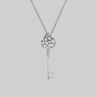 silver antique key necklace