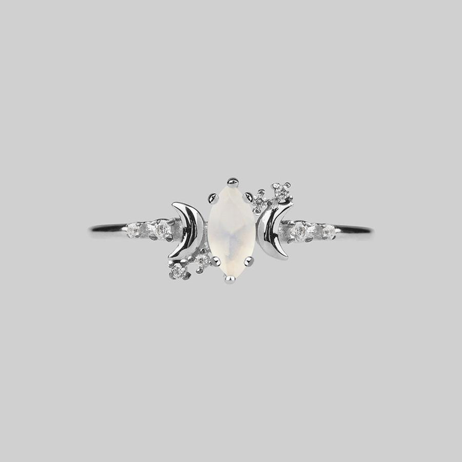 moon and star ring silver opal