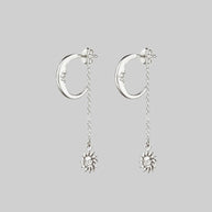 moon and suspending sun earrings silver