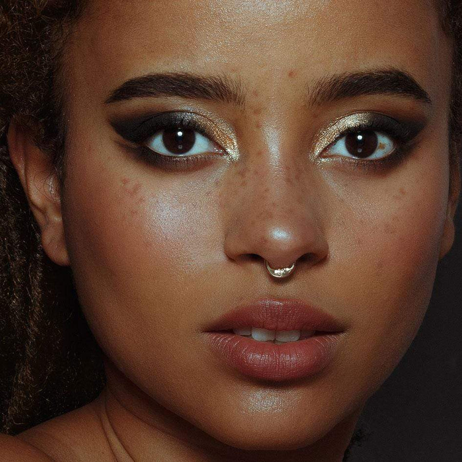 MAN IN THE MOON. Gold Clicker Ring - Septum moon face septum ring