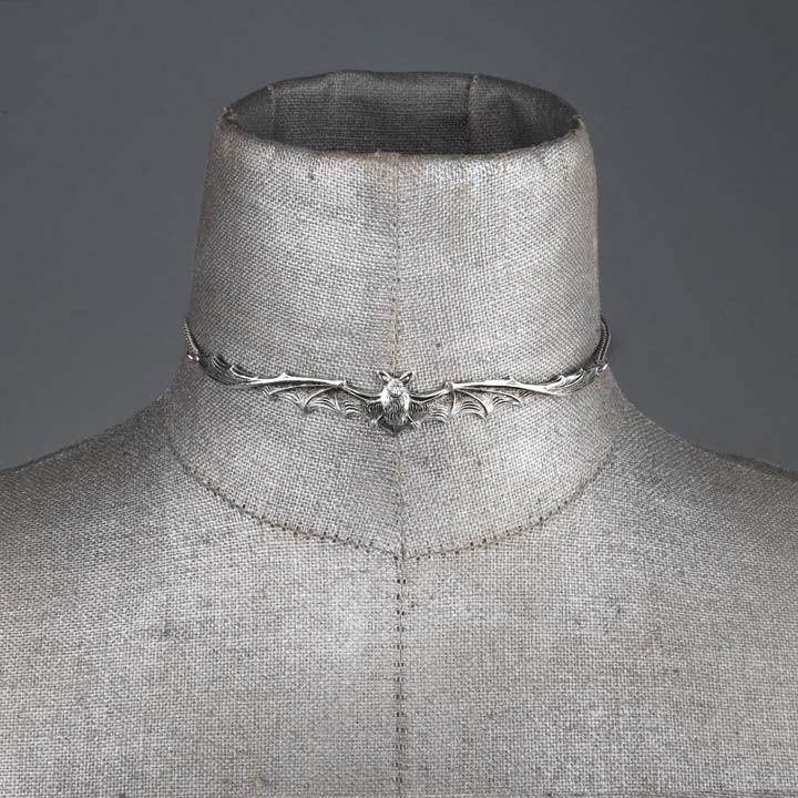 Necklace - LILITH. Silver Bat Choker