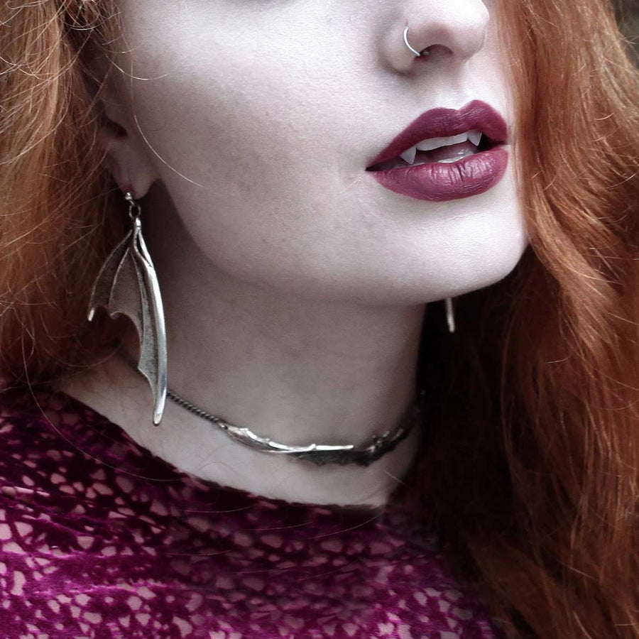 LILITH. Silver Bat Choker Necklace - LILITH. Silver Bat Choker