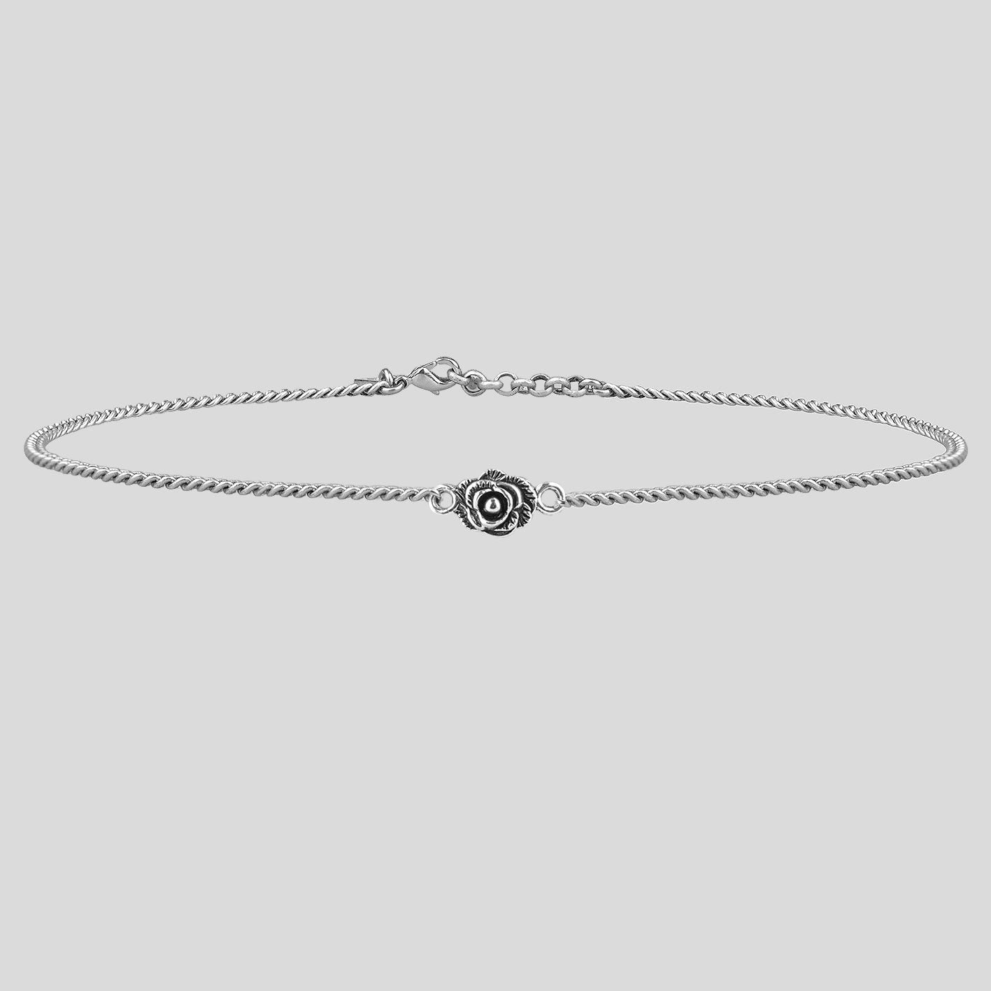 Necklace - MAE. Little Rose Silver Chain Choker