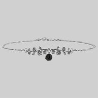 floral choker with black gemstone